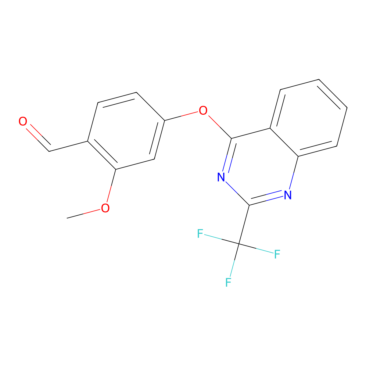 2-Methoxy-4-{[2-(trifluoromethyl)-4-quinazolinyl]oxy}benzenecarbaldehyde molecular structure, CAS 339018-54-1