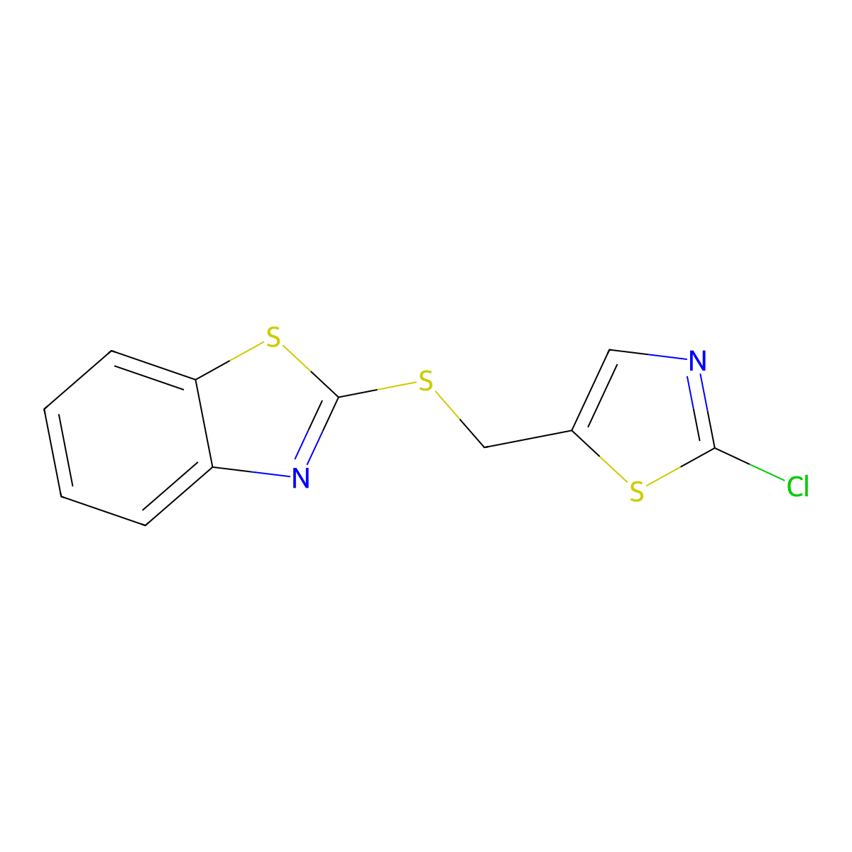 2-{[(2-Chloro-1,3-thiazol-5-yl)methyl]sulfanyl}-1,3-benzothiazole molecular structure, CAS 339018-61-0