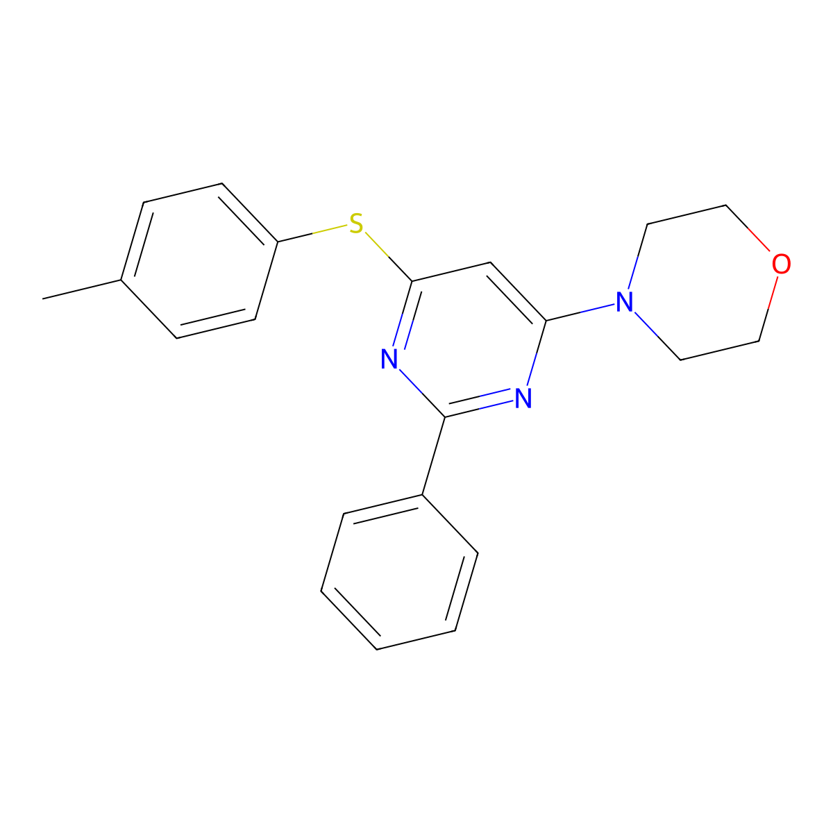 4-{6-[(4-Methylphenyl)sulfanyl]-2-phenyl-4-pyrimidinyl}morpholine molecular structure, CAS 339018-75-6