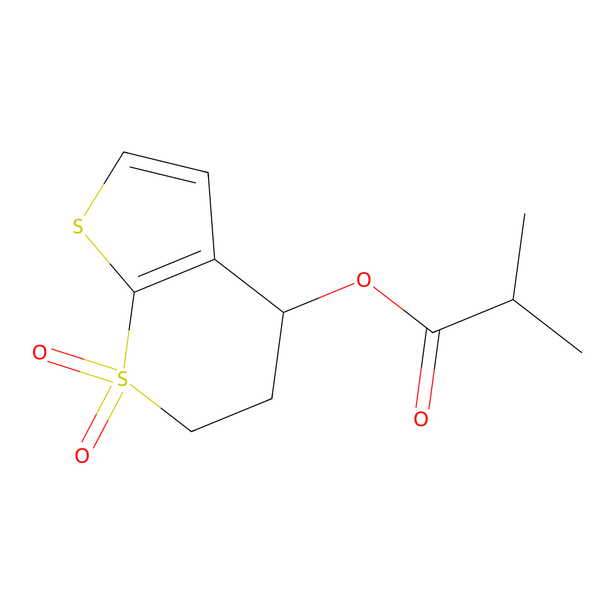 (7,7-dioxo-5,6-dihydro-4H-thieno[2,3-b]thiopyran-4-yl) 2-methylpropanoate molecular structure, CAS 339018-79-0
