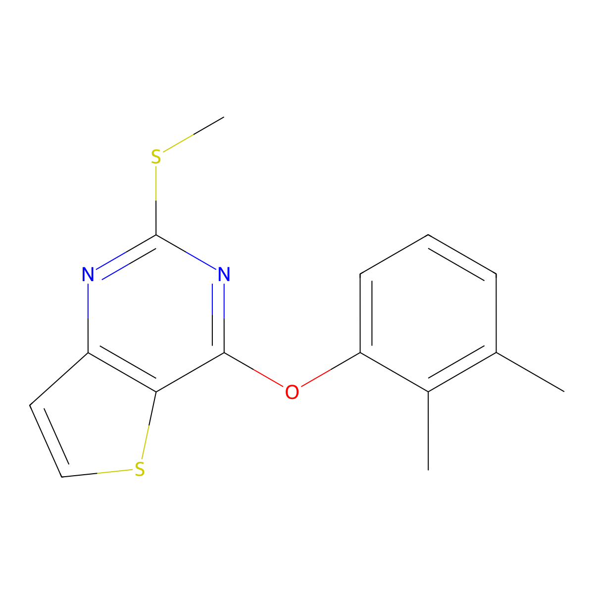 4-(2,3-Dimethylphenoxy)-2-(methylsulfanyl)thieno[3,2-d]pyrimidine molecular structure, CAS 339018-87-0