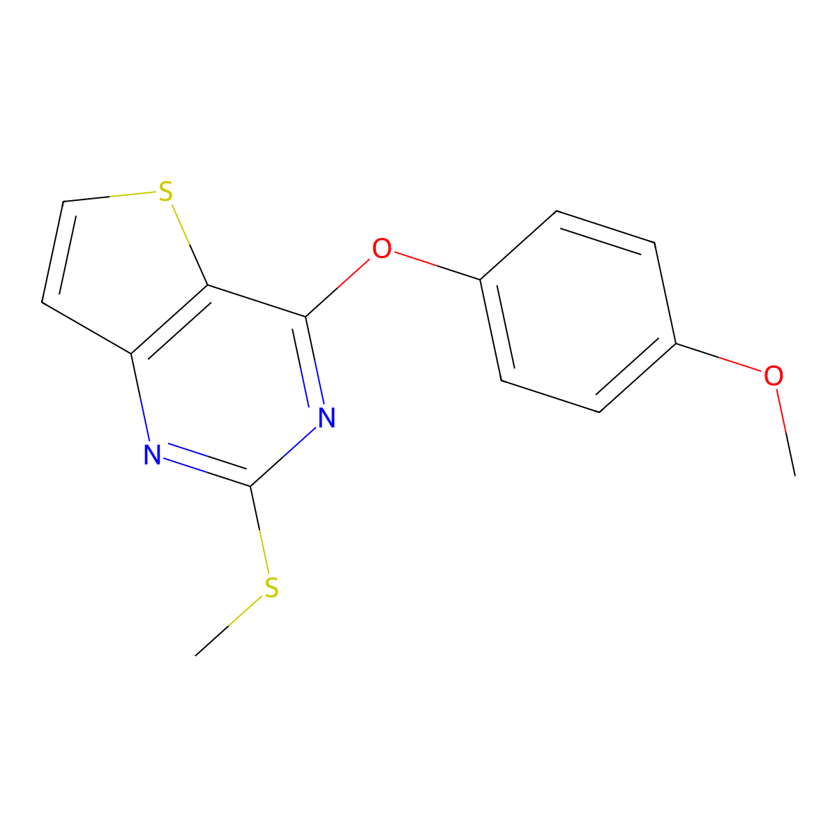 4-(4-Methoxyphenoxy)-2-(methylsulfanyl)thieno[3,2-d]pyrimidine molecular structure, CAS 339018-91-6