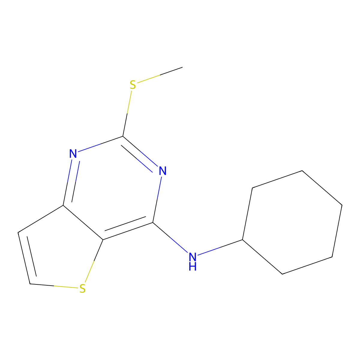 N-cyclohexyl-2-(methylsulfanyl)thieno[3,2-d]pyrimidin-4-amine molecular structure, CAS 339018-92-7