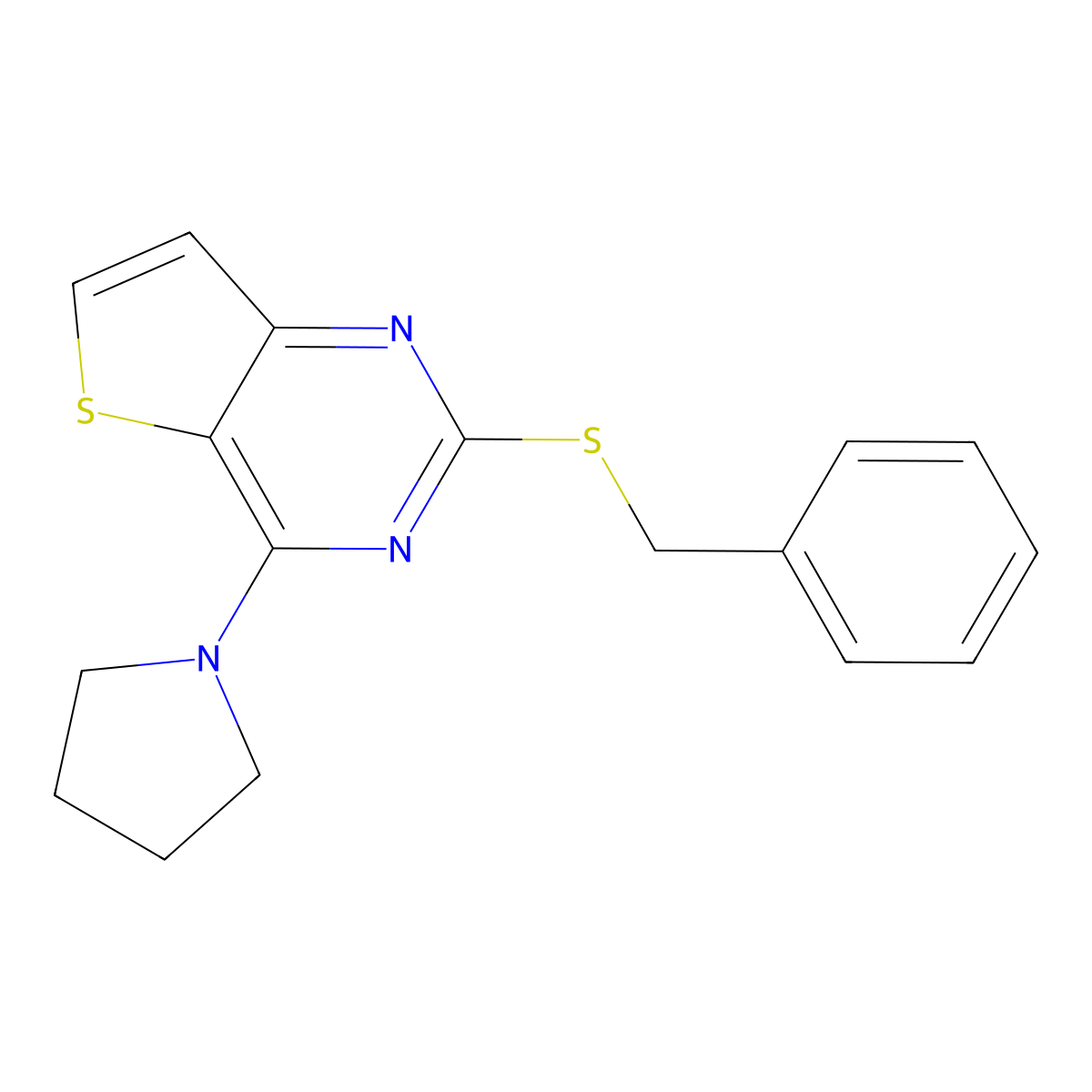 2-(Benzylsulfanyl)-4-(1-pyrrolidinyl)thieno[3,2-d]pyrimidine molecular structure, CAS 339018-94-9