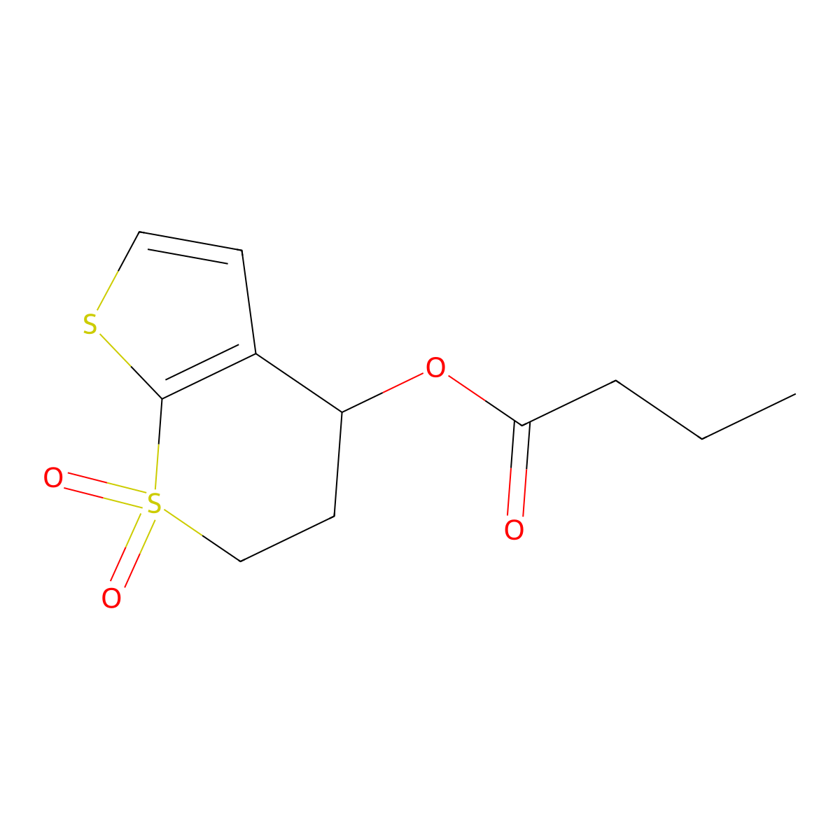 (7,7-dioxo-5,6-dihydro-4H-thieno[2,3-b]thiopyran-4-yl) butanoate molecular structure, CAS 339018-98-3