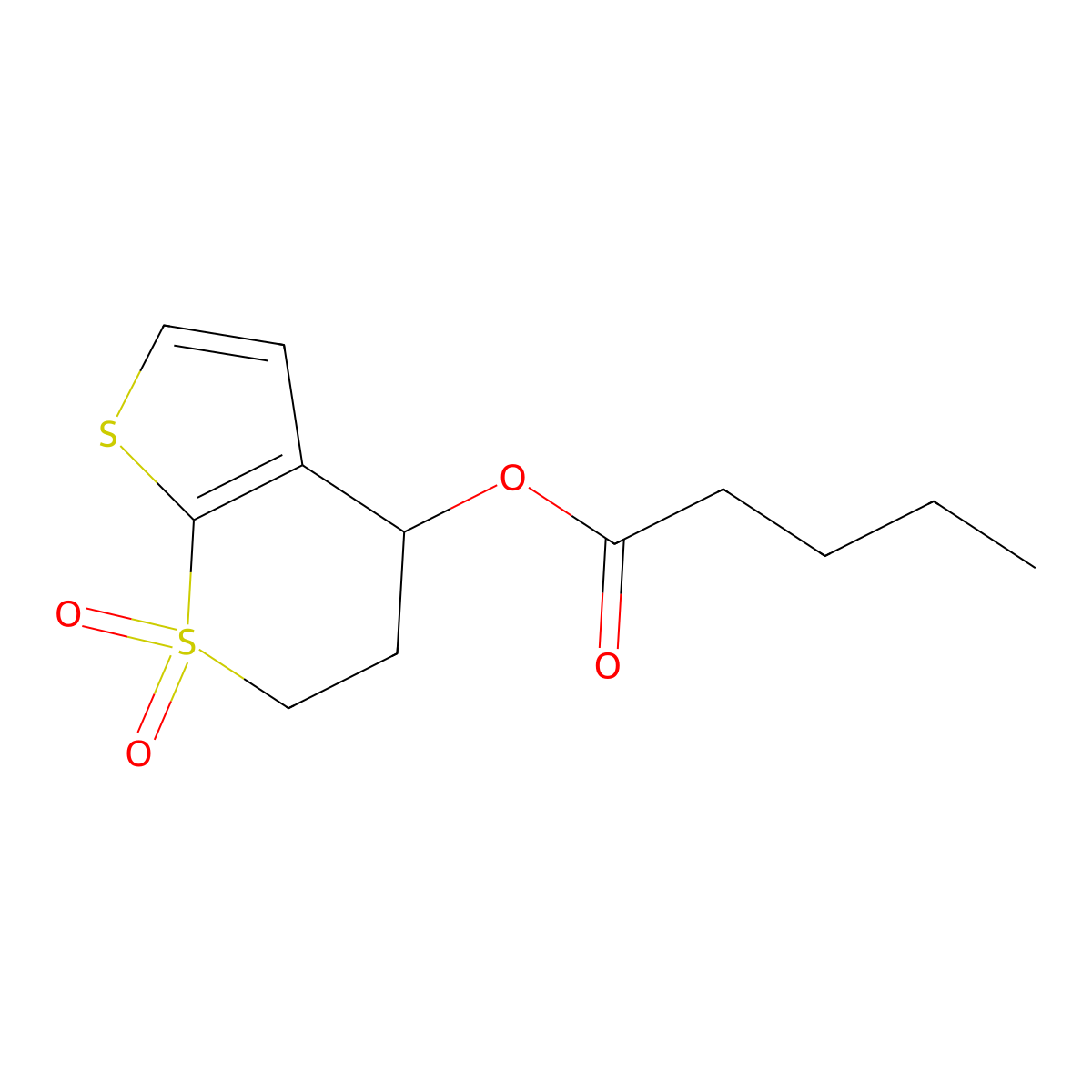 (7,7-dioxo-5,6-dihydro-4H-thieno[2,3-b]thiopyran-4-yl) pentanoate molecular structure, CAS 339018-99-4