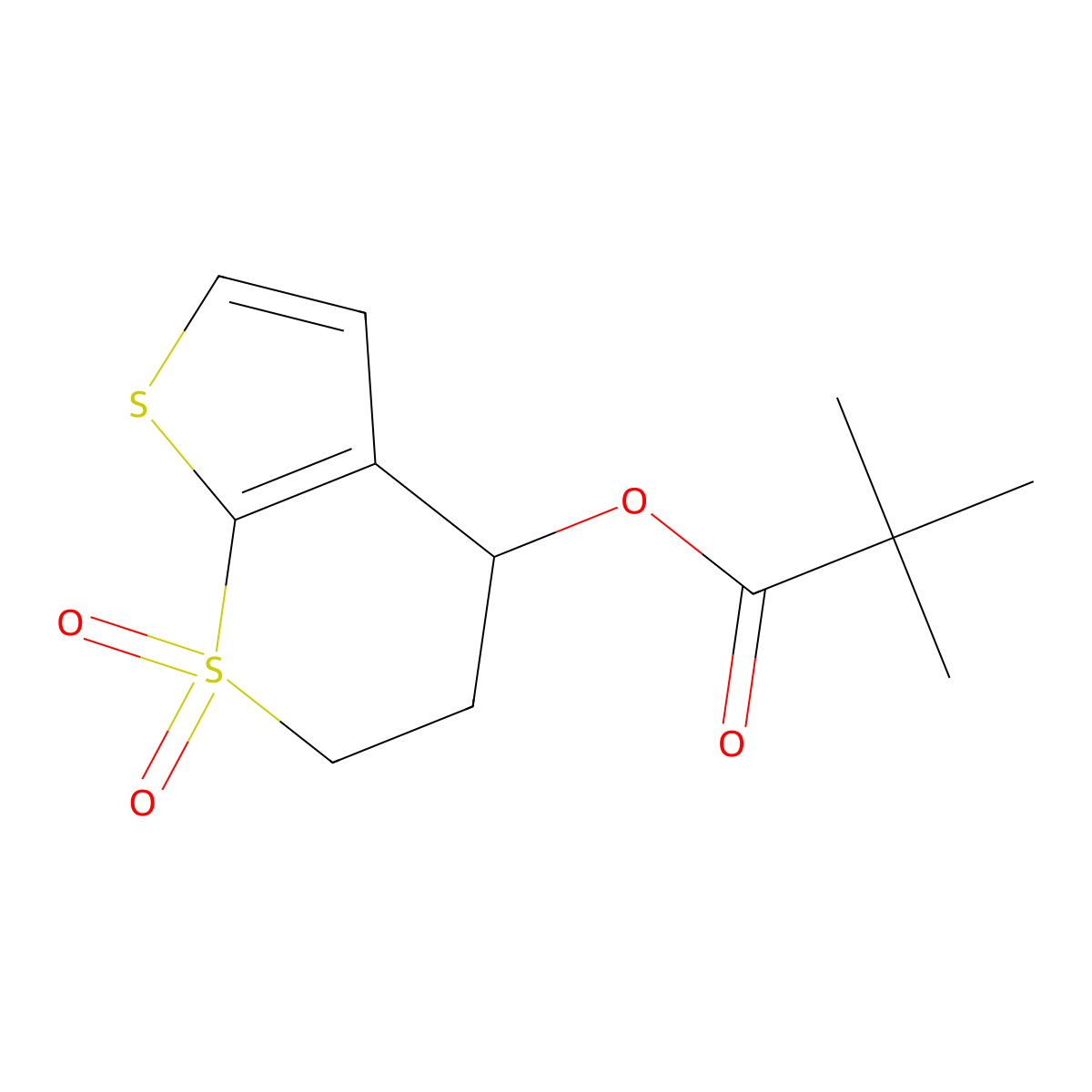 (7,7-dioxo-5,6-dihydro-4H-thieno[2,3-b]thiopyran-4-yl) 2,2-dimethylpropanoate molecular structure, CAS 339019-00-0