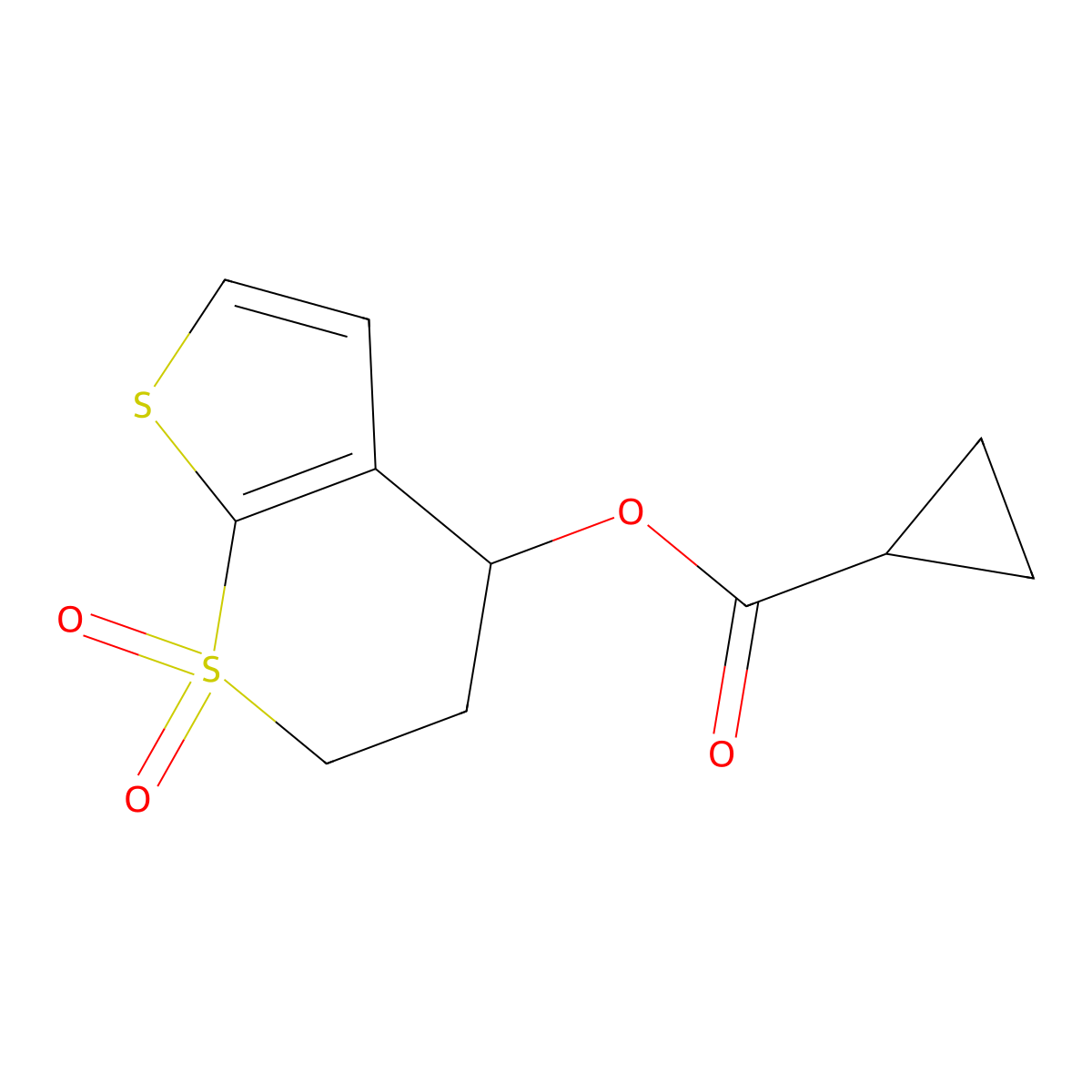 (7,7-dioxo-5,6-dihydro-4H-thieno[2,3-b]thiopyran-4-yl) cyclopropanecarboxylate molecular structure, CAS 339019-01-1