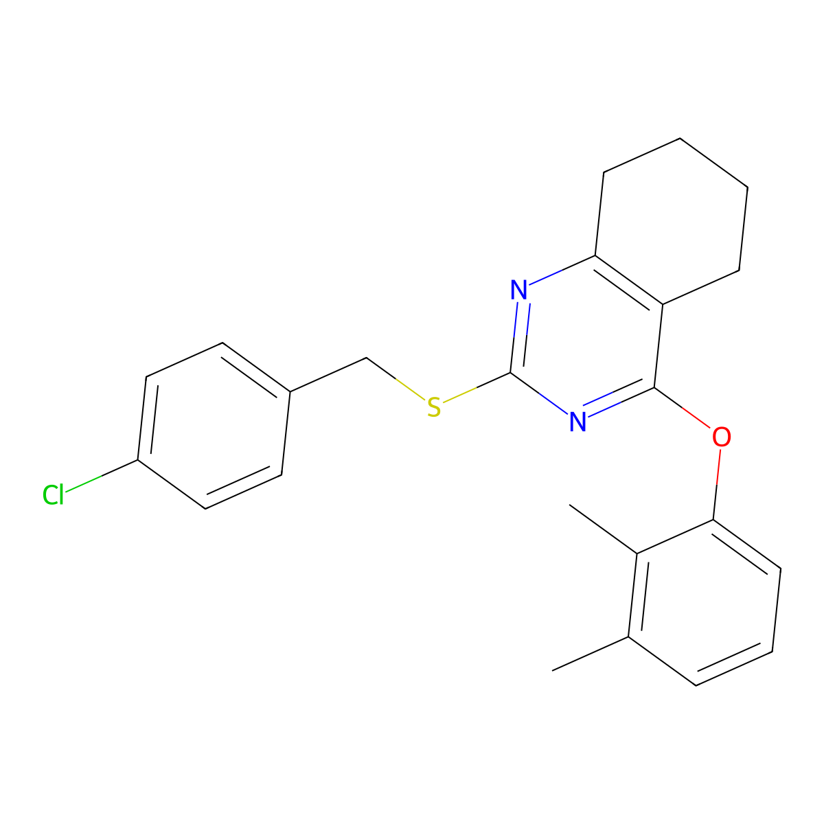 2-[(4-Chlorophenyl)methylsulfanyl]-4-(2,3-dimethylphenoxy)-5,6,7,8-tetrahydroquinazoline molecular structure, CAS 339019-02-2