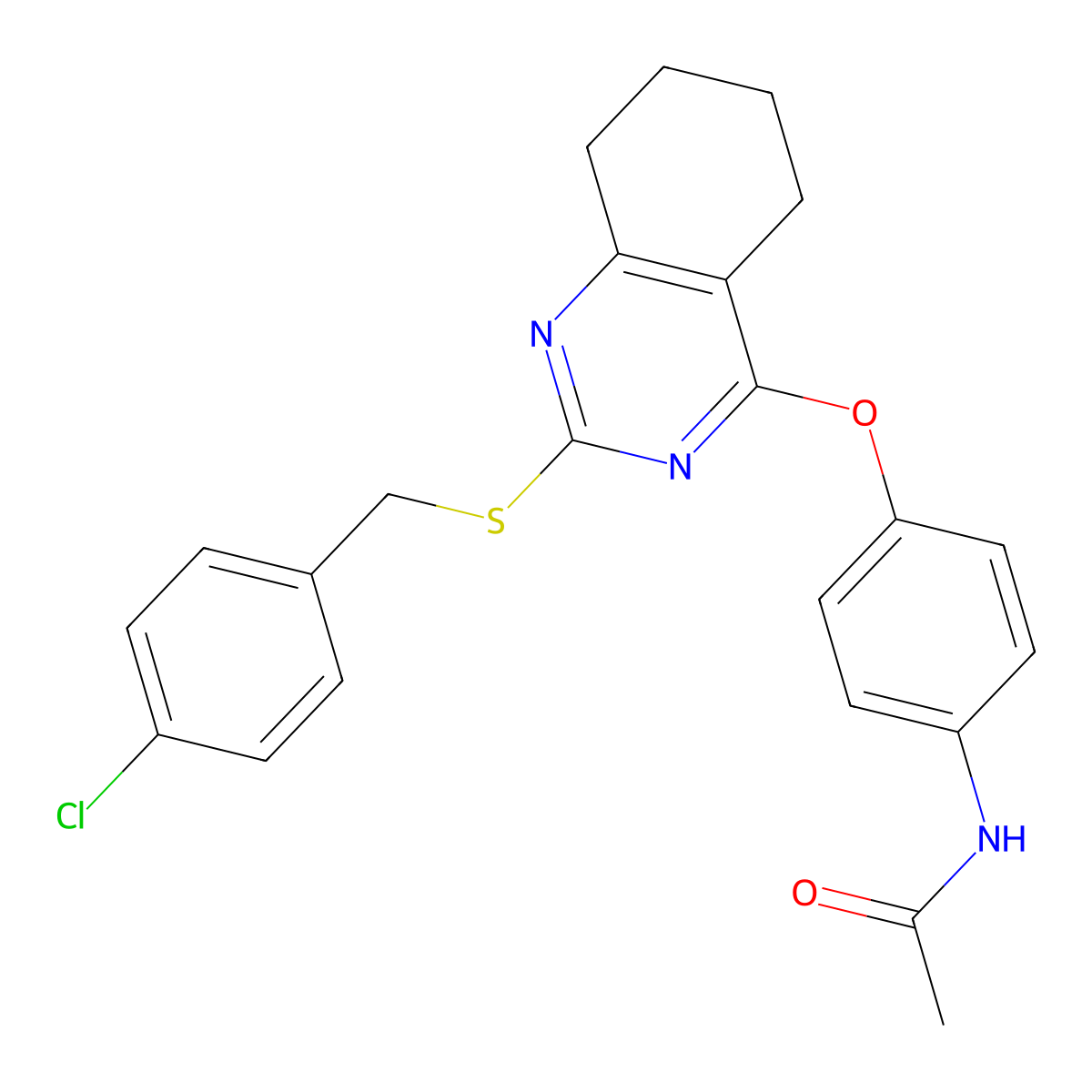 N-[4-({2-[(4-chlorobenzyl)sulfanyl]-5,6,7,8-tetrahydro-4-quinazolinyl}oxy)phenyl]acetamide molecular structure, CAS 339019-03-3