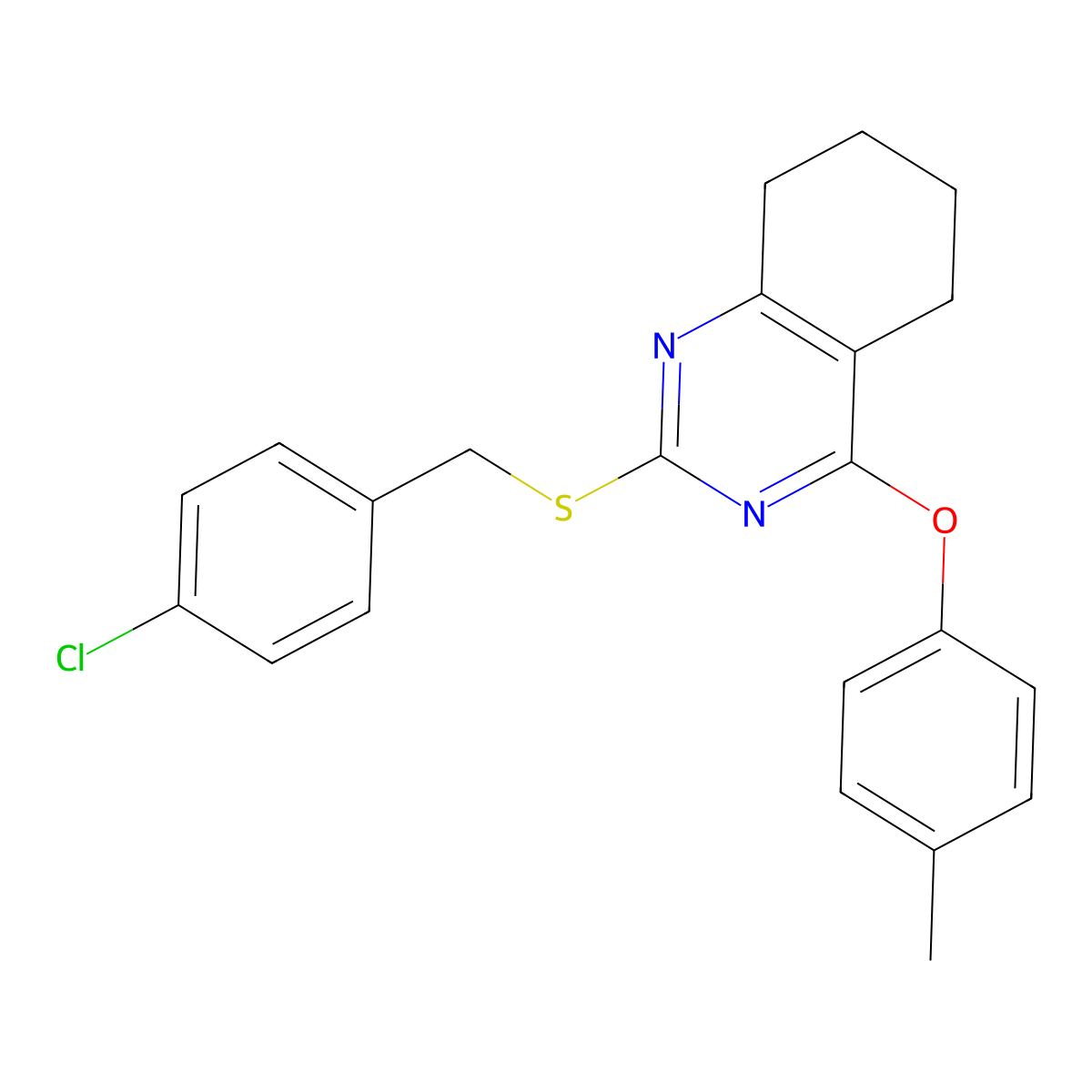 2-[(4-Chlorobenzyl)sulfanyl]-5,6,7,8-tetrahydro-4-quinazolinyl 4-methylphenyl ether molecular structure, CAS 339019-05-5