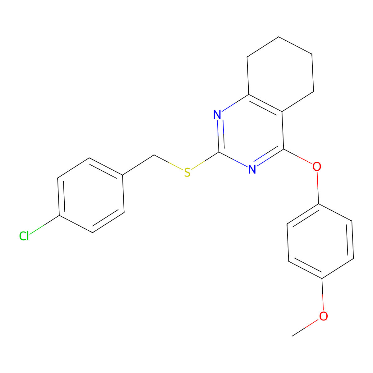 2-[(4-Chlorophenyl)methylsulfanyl]-4-(4-methoxyphenoxy)-5,6,7,8-tetrahydroquinazoline molecular structure, CAS 339019-06-6