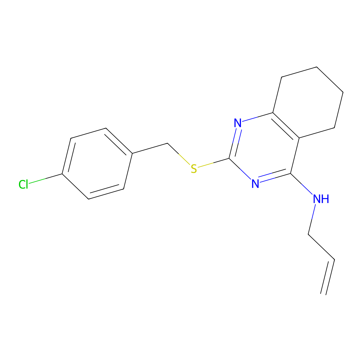 N-allyl-2-[(4-chlorobenzyl)sulfanyl]-5,6,7,8-tetrahydro-4-quinazolinamine molecular structure, CAS 339019-11-3