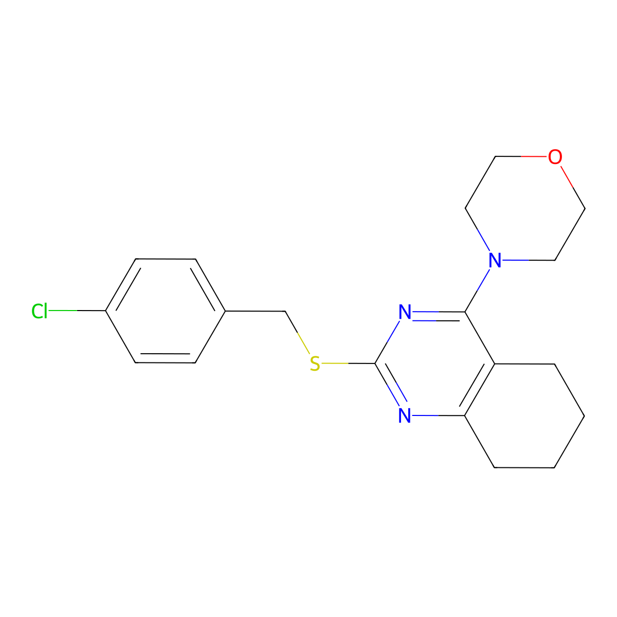 4-Chlorobenzyl 4-morpholino-5,6,7,8-tetrahydro-2-quinazolinyl sulfide molecular structure, CAS 339019-12-4