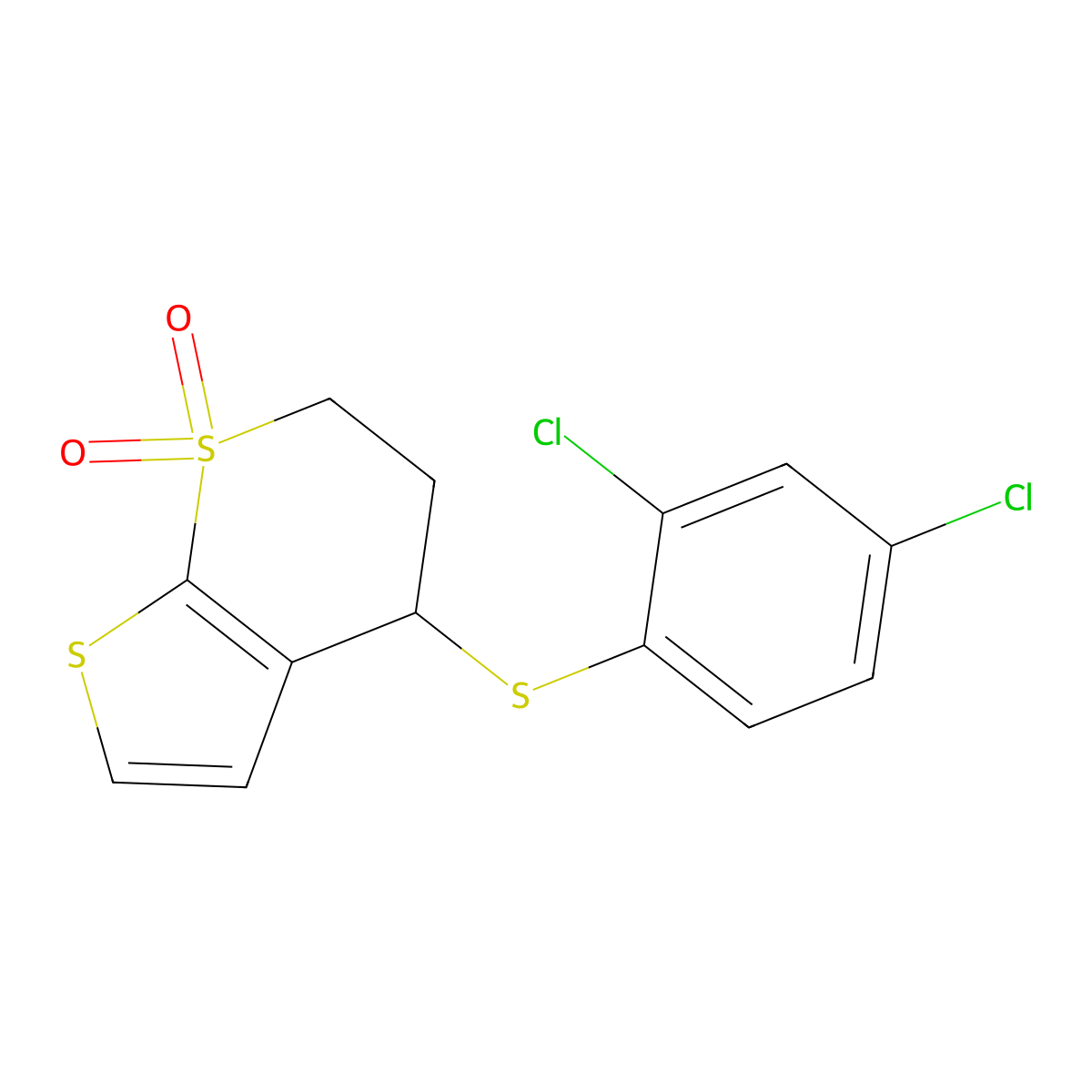 4-(2,4-dichlorophenyl)sulfanyl-5,6-dihydro-4H-thieno[2,3-b]thiopyran 7,7-dioxide molecular structure, CAS 339019-17-9