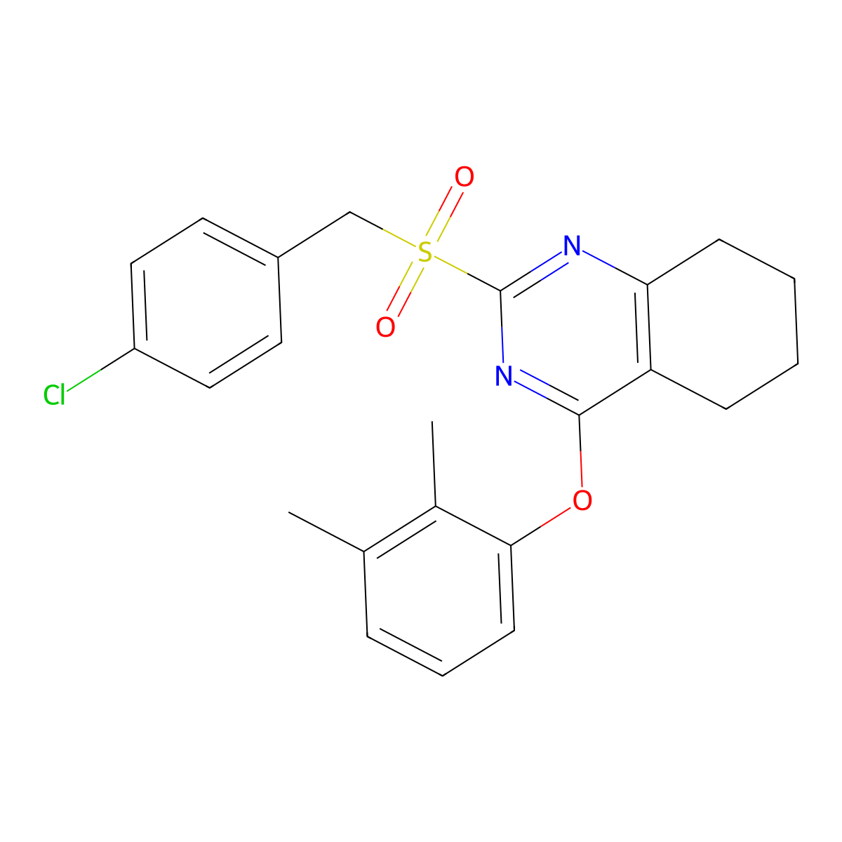 4-Chlorobenzyl 4-(2,3-dimethylphenoxy)-5,6,7,8-tetrahydro-2-quinazolinyl sulfone molecular structure, CAS 339019-19-1