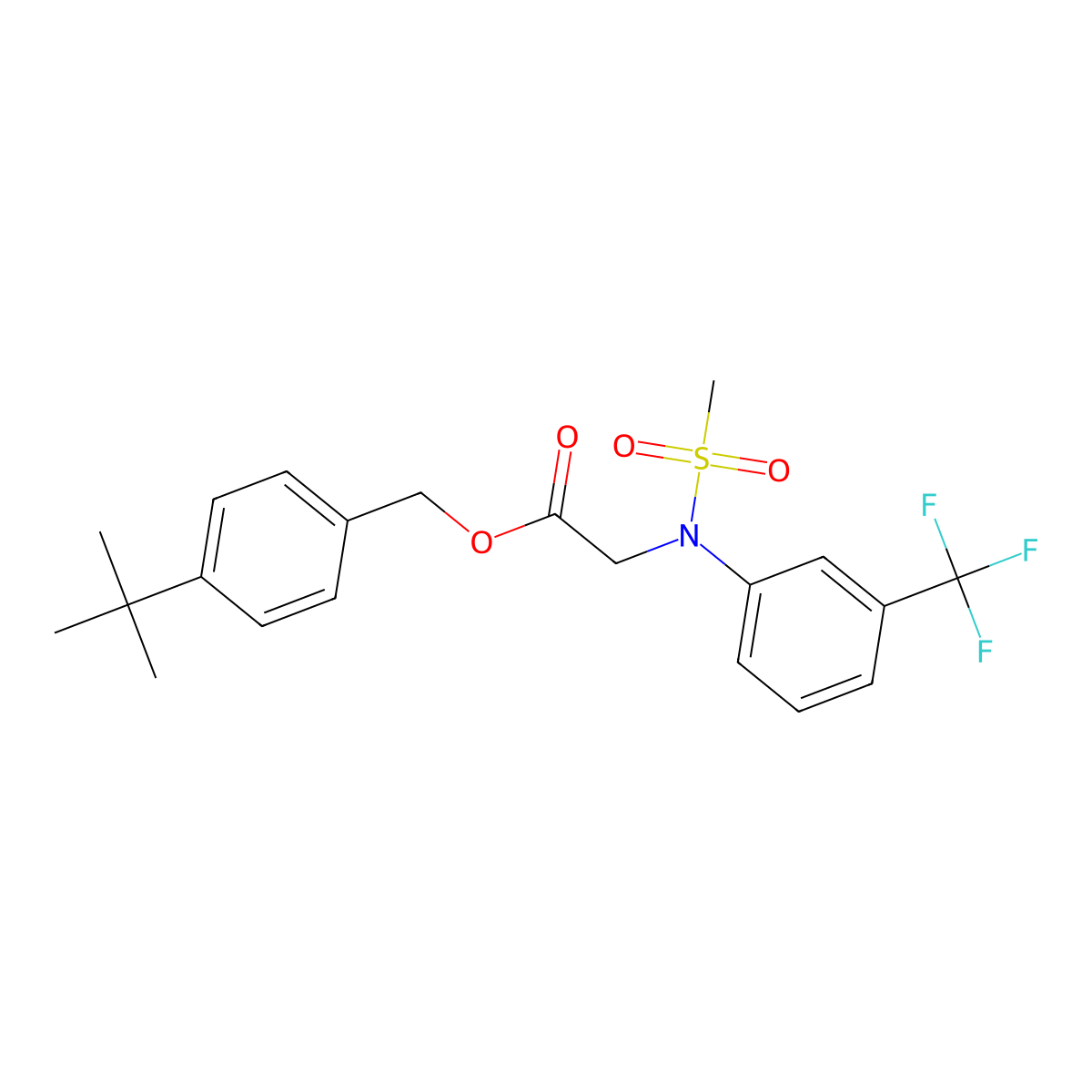4-(Tert-butyl)benzyl 2-[(methylsulfonyl)-3-(trifluoromethyl)anilino]acetate molecular structure, CAS 339019-20-4