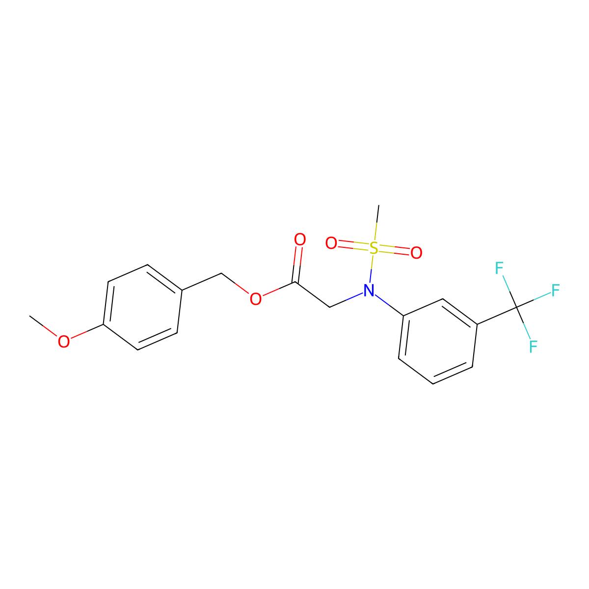 4-Methoxybenzyl 2-[(methylsulfonyl)-3-(trifluoromethyl)anilino]acetate molecular structure, CAS 339019-21-5