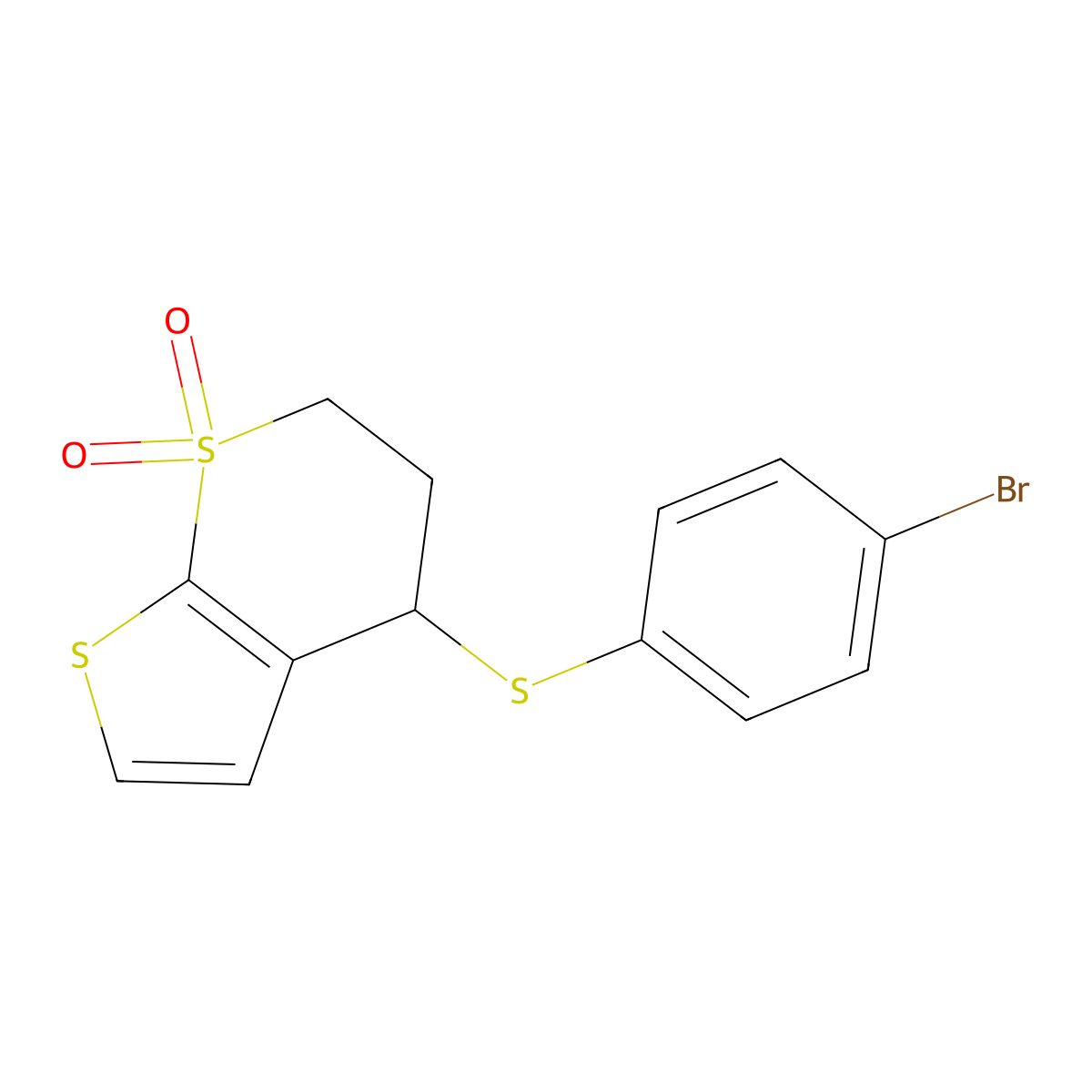 4-(4-bromophenyl)sulfanyl-5,6-dihydro-4H-thieno[2,3-b]thiopyran 7,7-dioxide molecular structure, CAS 339019-23-7