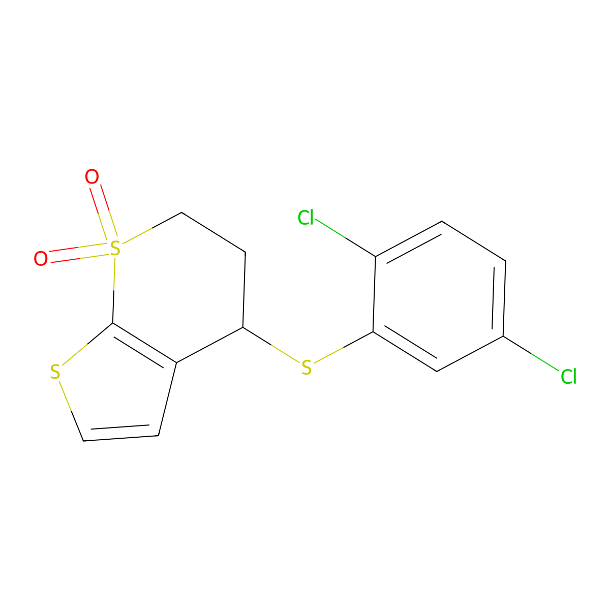 4-(2,5-dichlorophenyl)sulfanyl-5,6-dihydro-4H-thieno[2,3-b]thiopyran 7,7-dioxide molecular structure, CAS 339019-24-8
