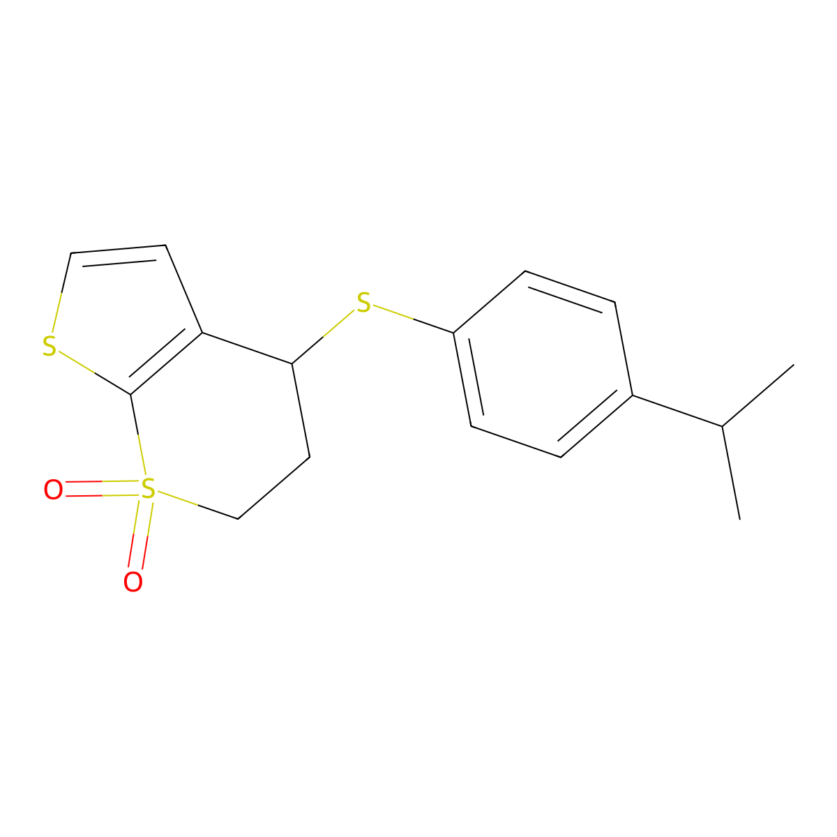 4-(4-propan-2-ylphenyl)sulfanyl-5,6-dihydro-4H-thieno[2,3-b]thiopyran 7,7-dioxide molecular structure, CAS 339019-25-9