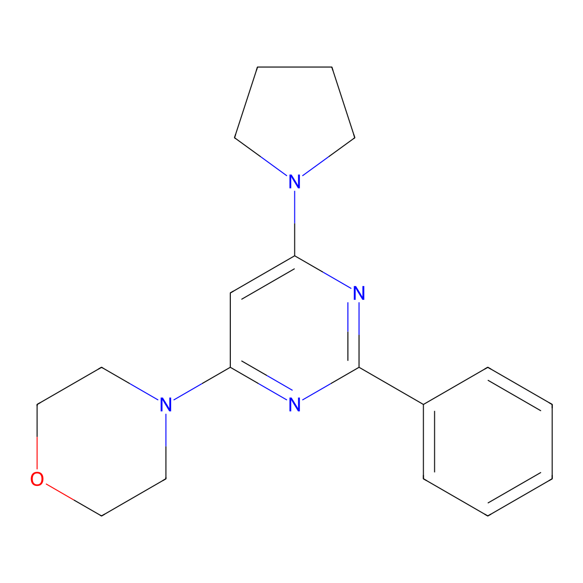 4-[2-Phenyl-6-(1-pyrrolidinyl)-4-pyrimidinyl]morpholine molecular structure, CAS 339019-29-3