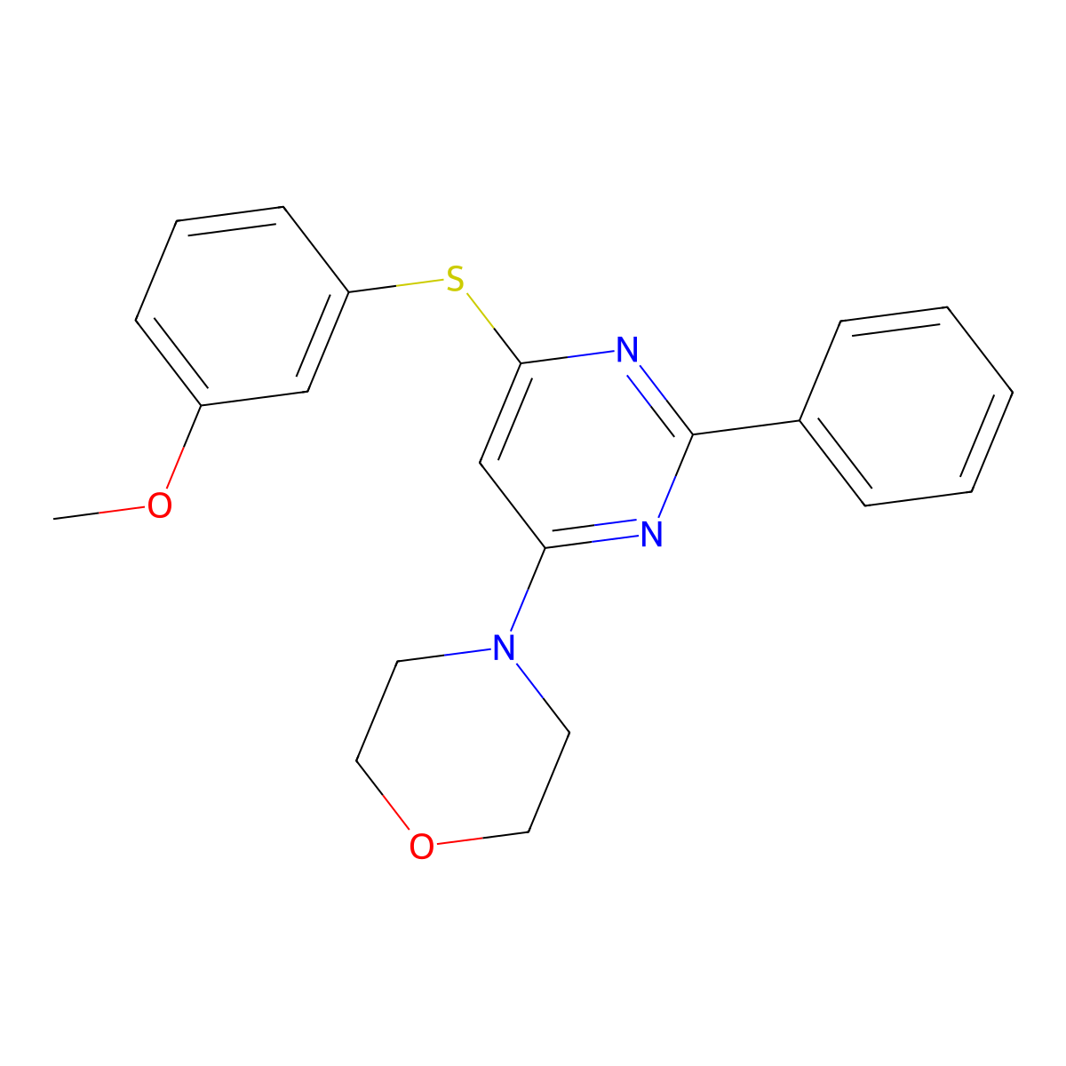 4-{6-[(3-Methoxyphenyl)sulfanyl]-2-phenyl-4-pyrimidinyl}morpholine molecular structure, CAS 339019-30-6