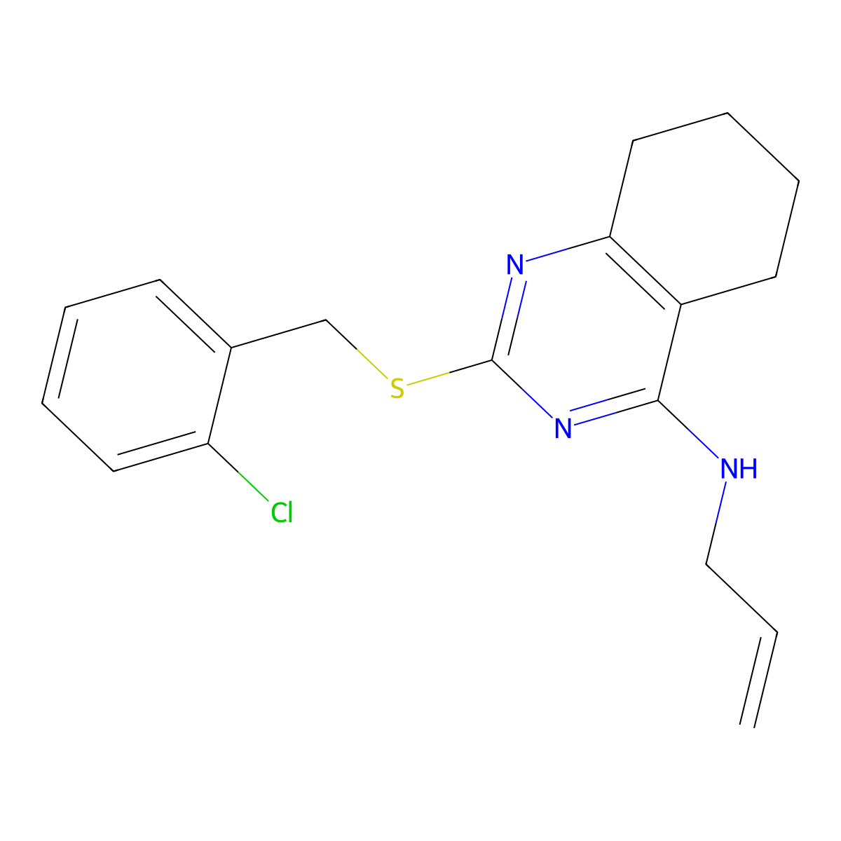 N-allyl-2-[(2-chlorobenzyl)sulfanyl]-5,6,7,8-tetrahydro-4-quinazolinamine molecular structure, CAS 339019-33-9