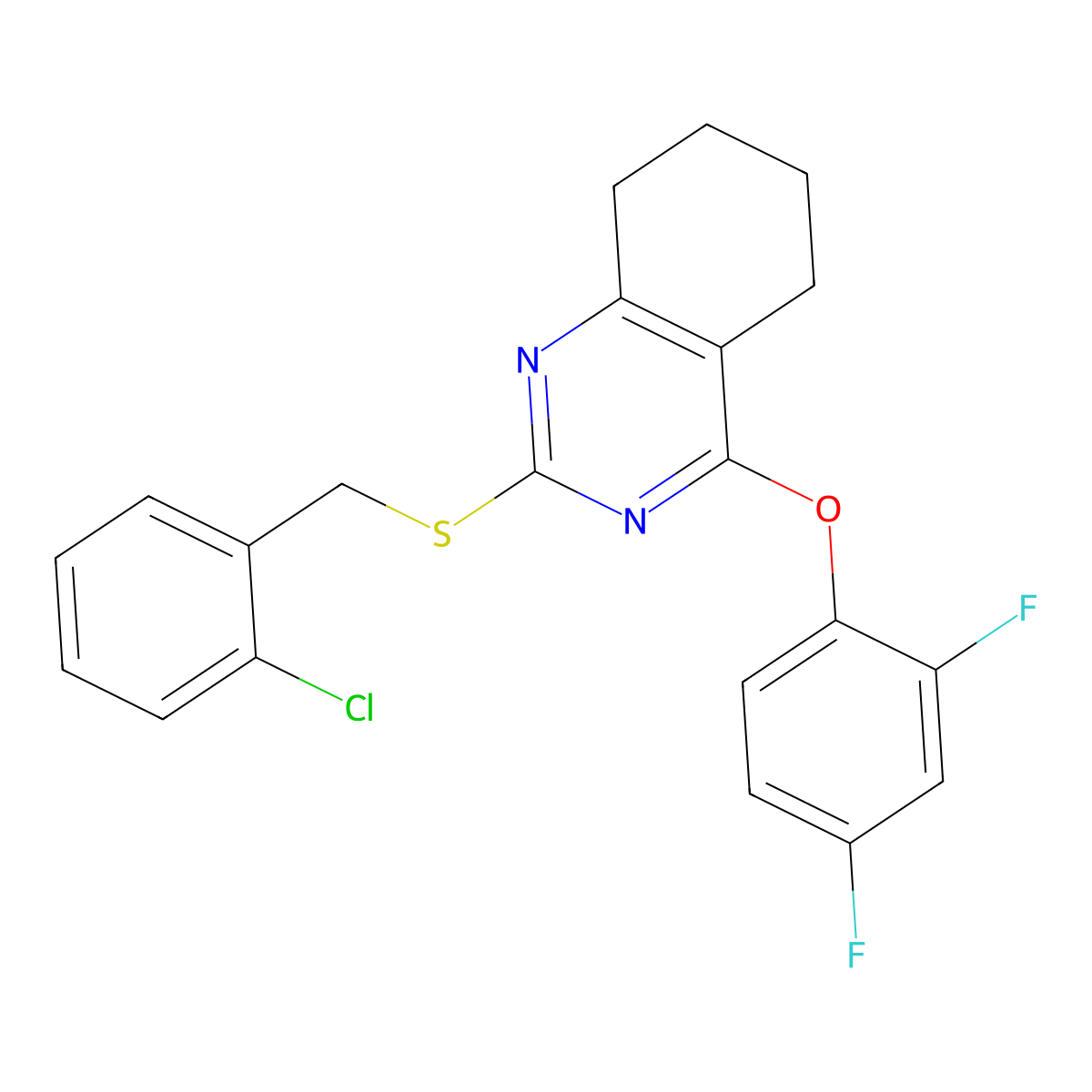 2-[(2-Chlorophenyl)methylsulfanyl]-4-(2,4-difluorophenoxy)-5,6,7,8-tetrahydroquinazoline molecular structure, CAS 339019-34-0