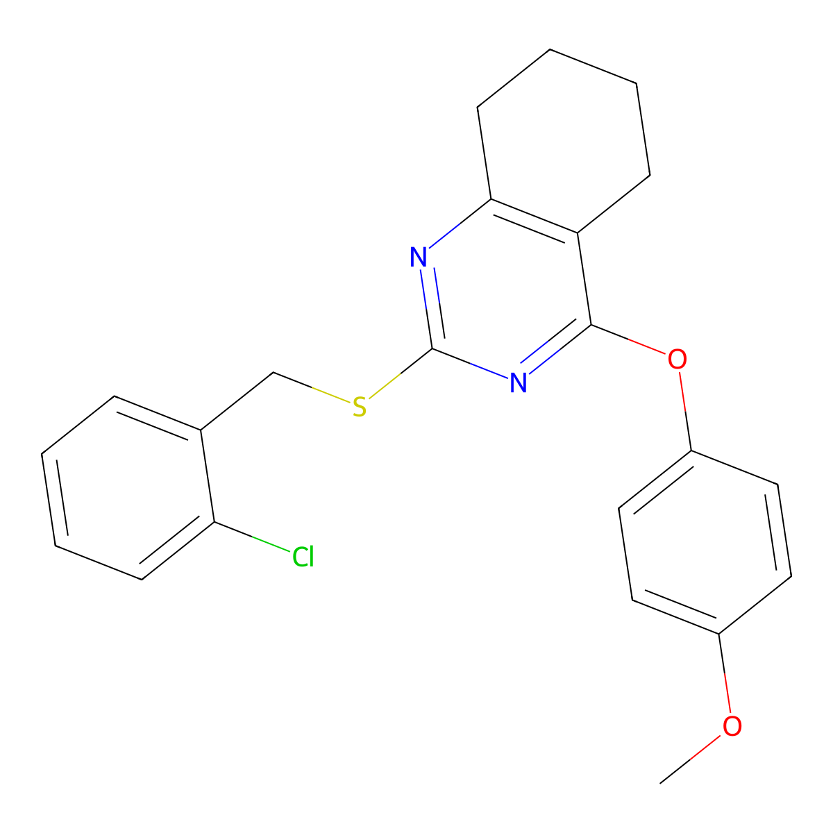 2-[(2-Chlorophenyl)methylsulfanyl]-4-(4-methoxyphenoxy)-5,6,7,8-tetrahydroquinazoline molecular structure, CAS 339019-36-2