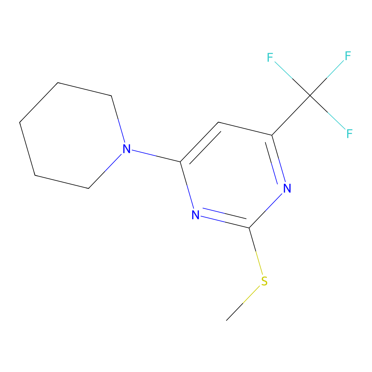 2-(Methylsulfanyl)-4-piperidino-6-(trifluoromethyl)pyrimidine molecular structure, CAS 339019-58-8