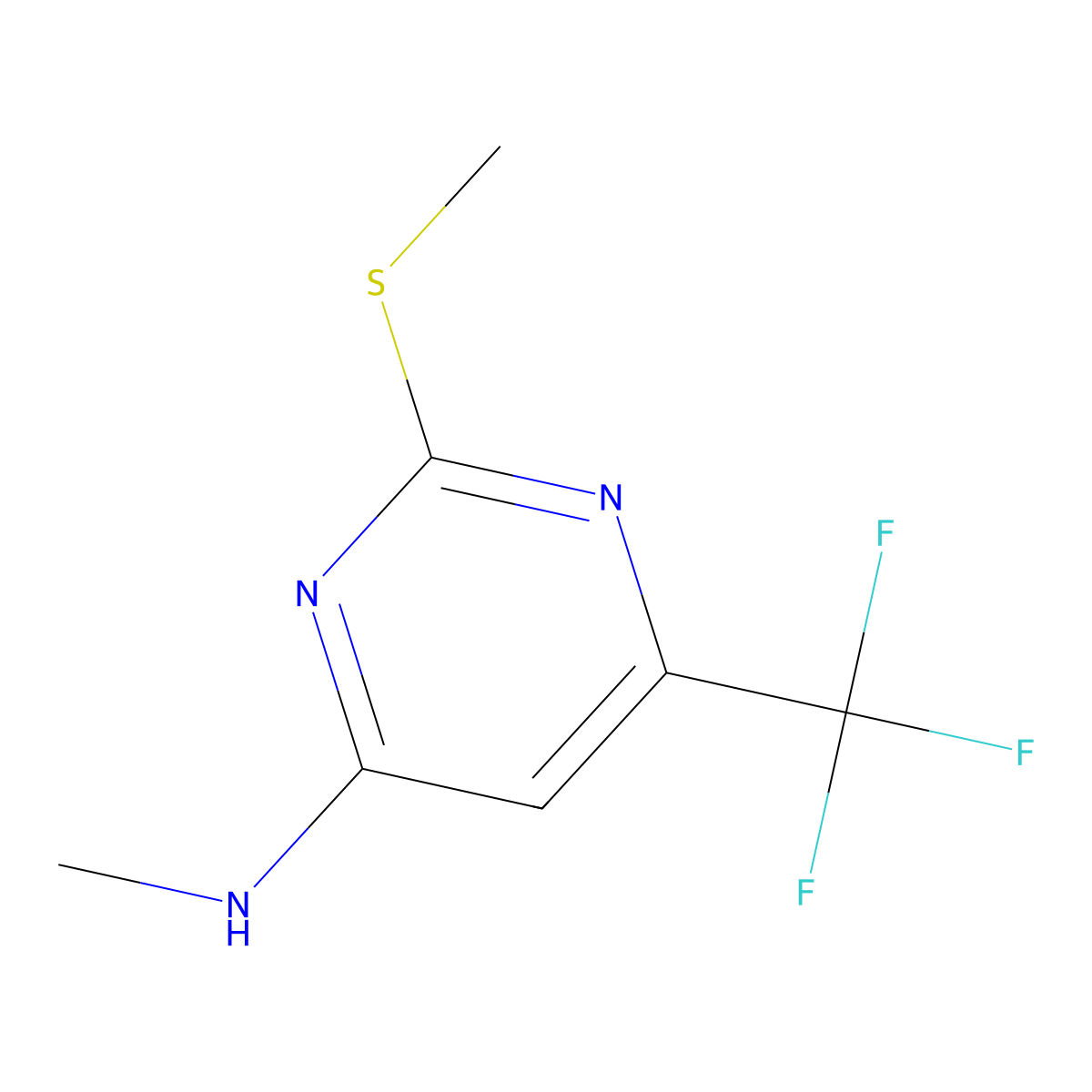 N-methyl-2-methylsulfanyl-6-(trifluoromethyl)pyrimidin-4-amine molecular structure, CAS 339019-60-2