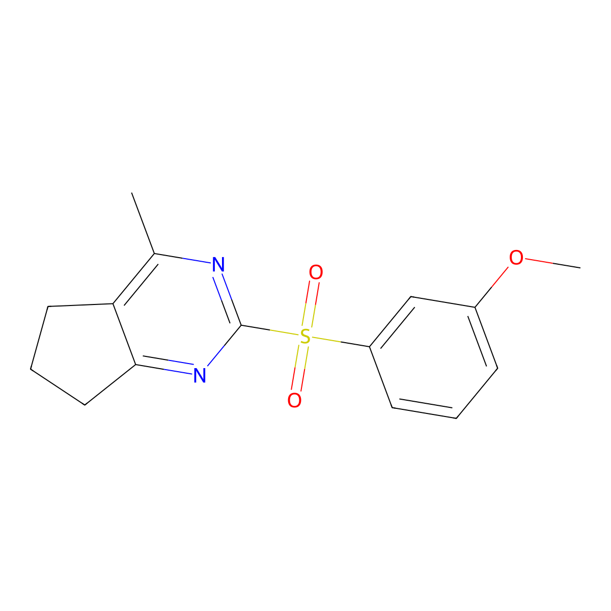 3-methoxyphenyl 4-methyl-6,7-dihydro-5H-cyclopenta[d]pyrimidin-2-yl sulfone molecular structure, CAS 339019-63-5