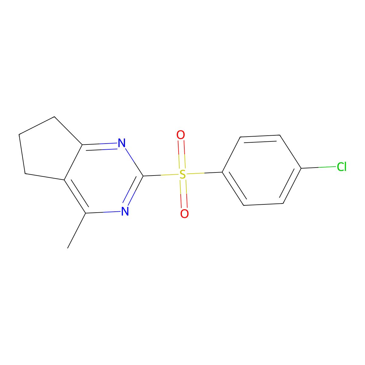 4-chlorophenyl 4-methyl-6,7-dihydro-5H-cyclopenta[d]pyrimidin-2-yl sulfone molecular structure, CAS 339019-65-7