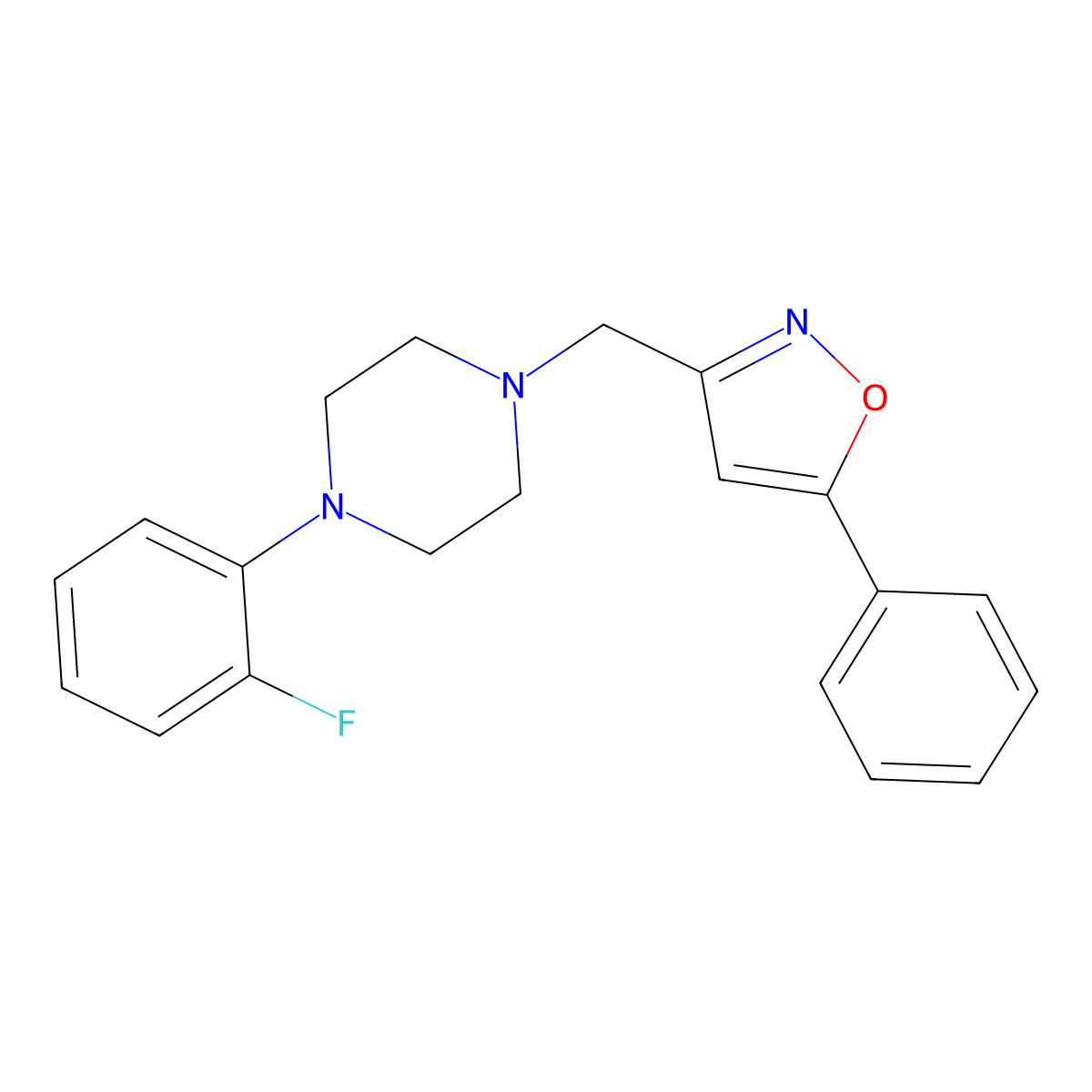 1-(2-Fluorophenyl)-4-[(5-phenyl-3-isoxazolyl)methyl]piperazine molecular structure, CAS 339019-73-7