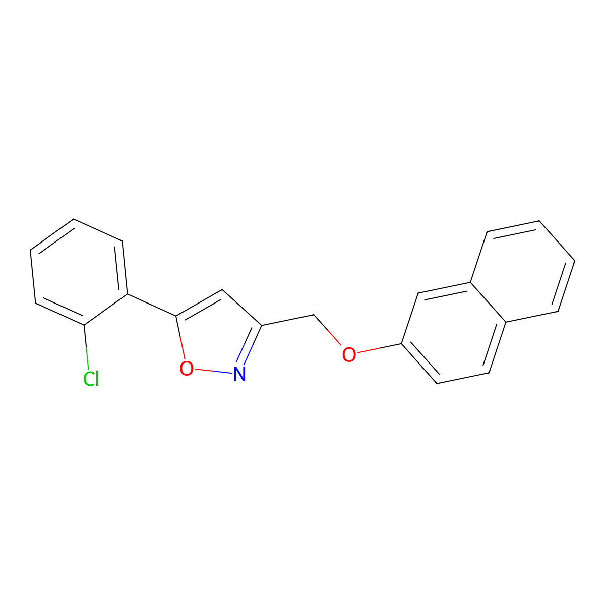 5-(2-Chlorophenyl)-3-[(2-naphthyloxy)methyl]isoxazole molecular structure, CAS 339019-76-0