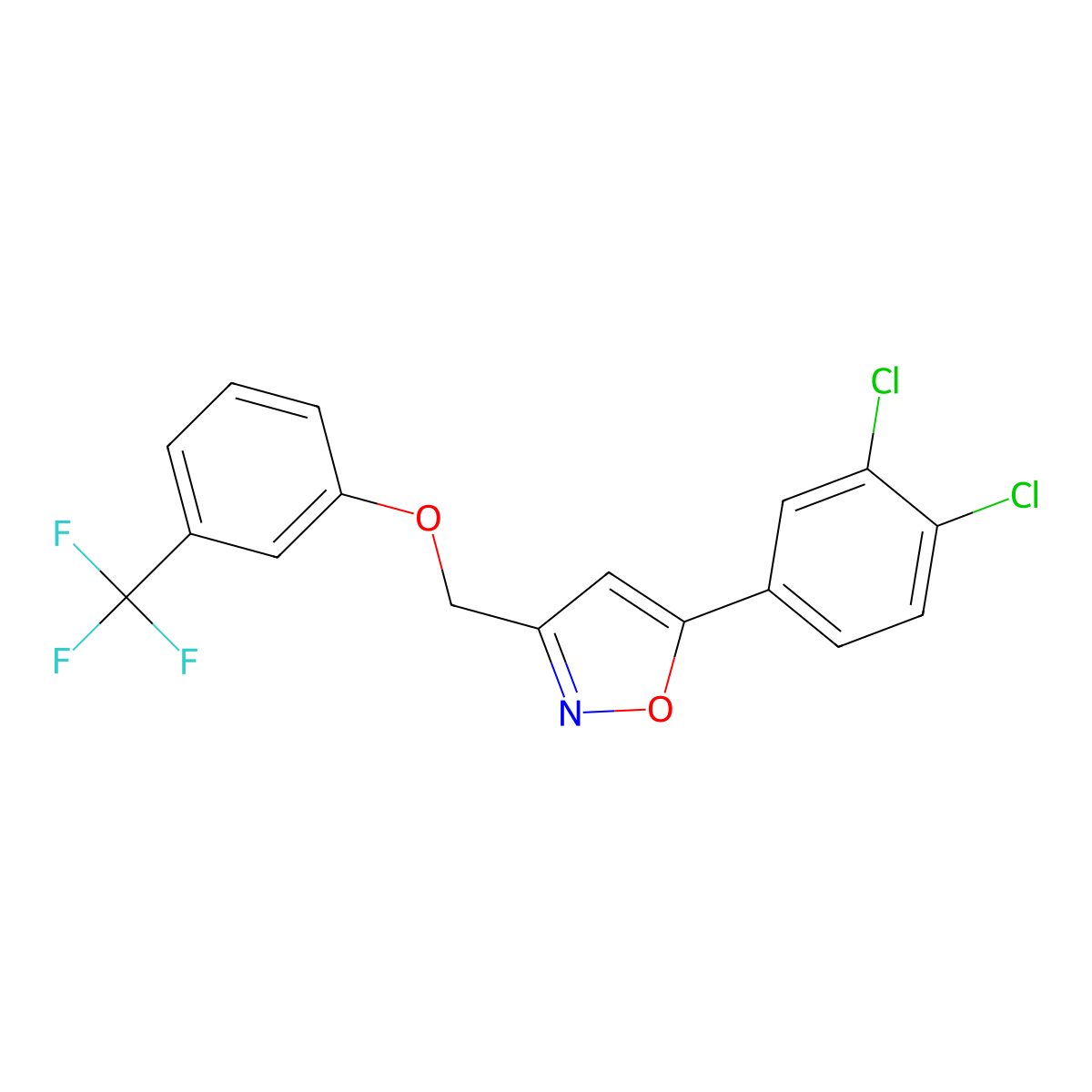 [5-(3,4-Dichlorophenyl)-3-isoxazolyl]methyl 3-(trifluoromethyl)phenyl ether molecular structure, CAS 339019-85-1