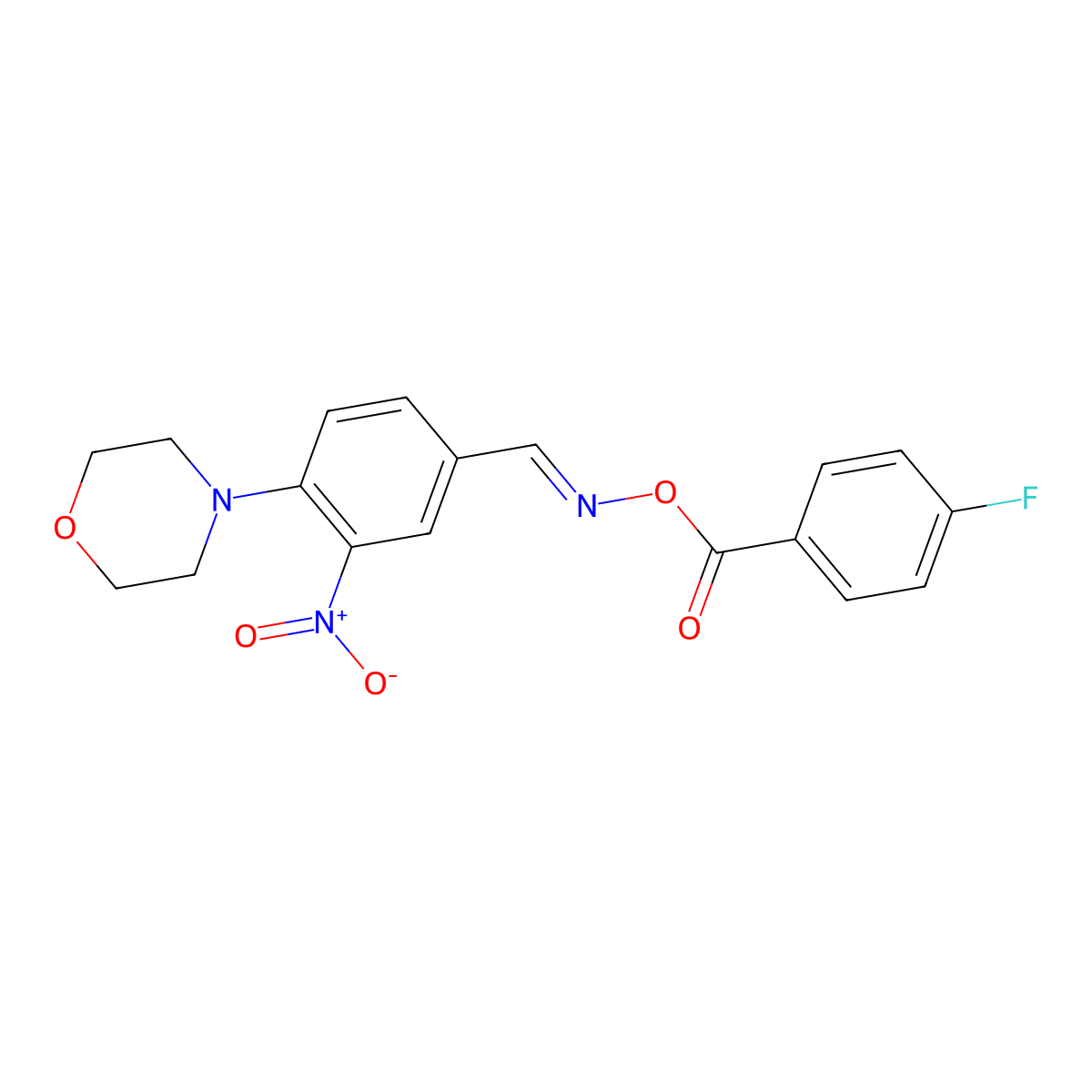 [(4-Morpholin-4-yl-3-nitrophenyl)methylideneamino] 4-fluorobenzoate molecular structure, CAS 339019-89-5