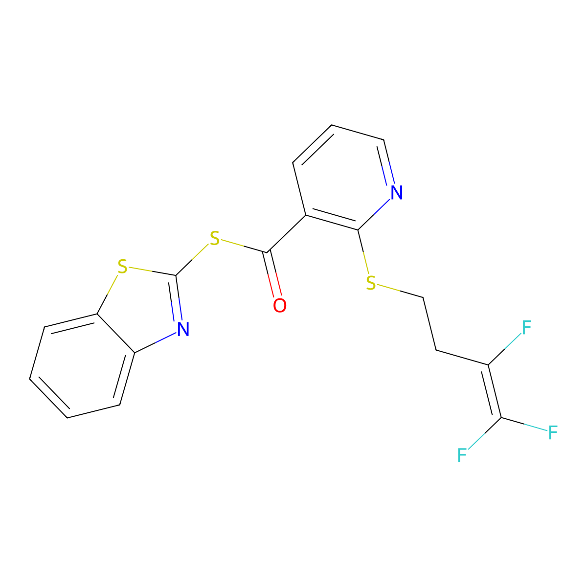 S-(1,3-benzothiazol-2-yl) 2-[(3,4,4-trifluoro-3-butenyl)sulfanyl]-3-pyridinecarbothioate molecular structure, CAS 339019-95-3