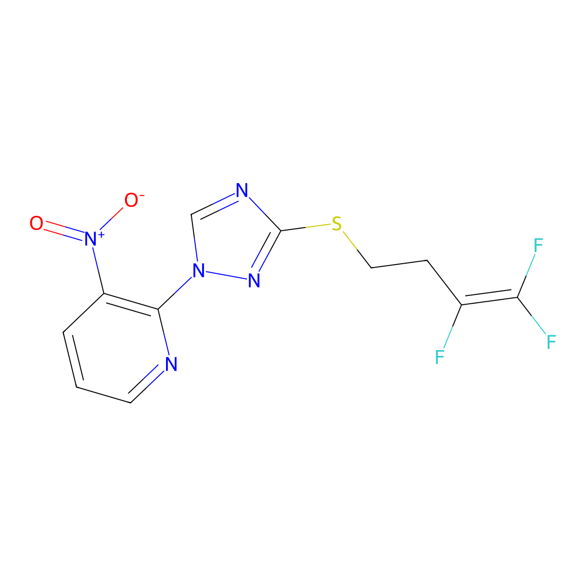 3-nitro-2-{3-[(3,4,4-trifluoro-3-butenyl)sulfanyl]-1H-1,2,4-triazol-1-yl}pyridine molecular structure, CAS 339019-97-5