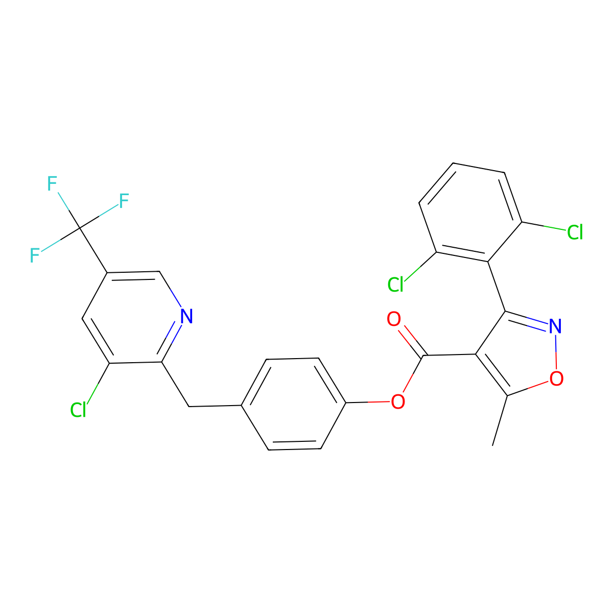 4-{[3-Chloro-5-(trifluoromethyl)-2-pyridinyl]methyl}phenyl 3-(2,6-dichlorophenyl)-5-methyl-4-isoxazolecarboxylate molecular structure, CAS 339020-00-7
