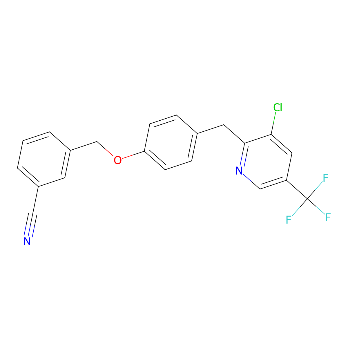 3-[(4-{[3-Chloro-5-(trifluoromethyl)pyridin-2-yl]methyl}phenoxy)methyl]benzonitrile molecular structure, CAS 339020-06-3