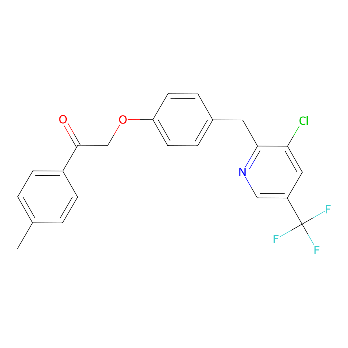 2-[4-[[3-Chloro-5-(trifluoromethyl)pyridin-2-yl]methyl]phenoxy]-1-(4-methylphenyl)ethanone molecular structure, CAS 339020-07-4