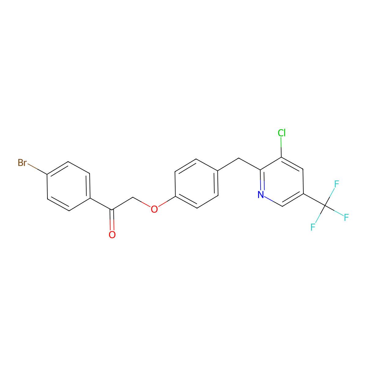 1-(4-Bromophenyl)-2-[4-[[3-chloro-5-(trifluoromethyl)pyridin-2-yl]methyl]phenoxy]ethanone molecular structure, CAS 339020-10-9