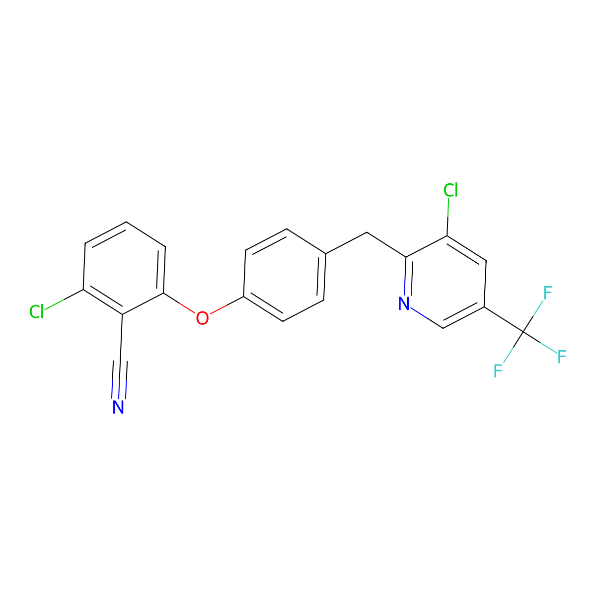 2-Chloro-6-(4-{[3-chloro-5-(trifluoromethyl)-2-pyridinyl]methyl}phenoxy)benzenecarbonitrile molecular structure, CAS 339020-11-0