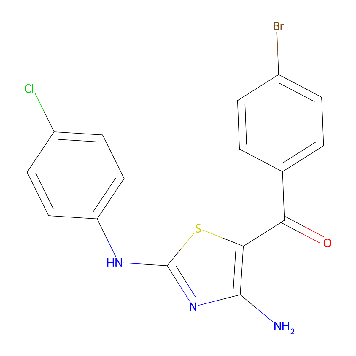 [4-Amino-2-(4-chloroanilino)-1,3-thiazol-5-yl](4-bromophenyl)methanone molecular structure, CAS 339020-15-4