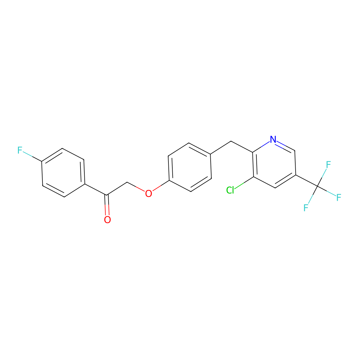 2-[4-[[3-Chloro-5-(trifluoromethyl)pyridin-2-yl]methyl]phenoxy]-1-(4-fluorophenyl)ethanone molecular structure, CAS 339020-21-2