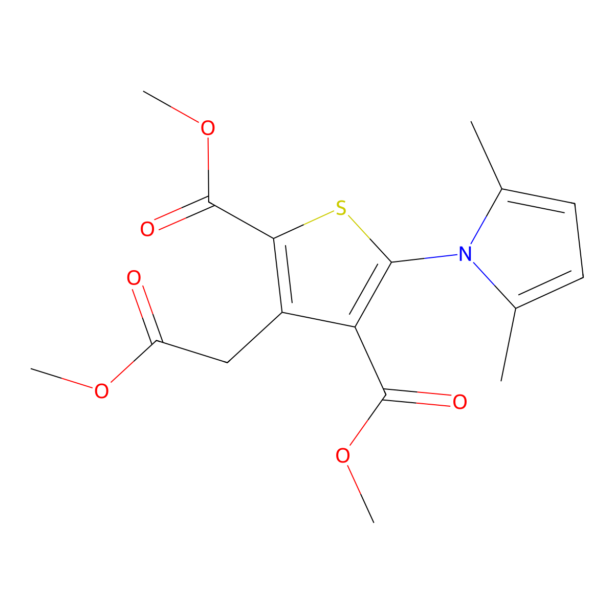 dimethyl 5-(2,5-dimethyl-1H-pyrrol-1-yl)-3-(2-methoxy-2-oxoethyl)-2,4-thiophenedicarboxylate molecular structure, CAS 339020-23-4