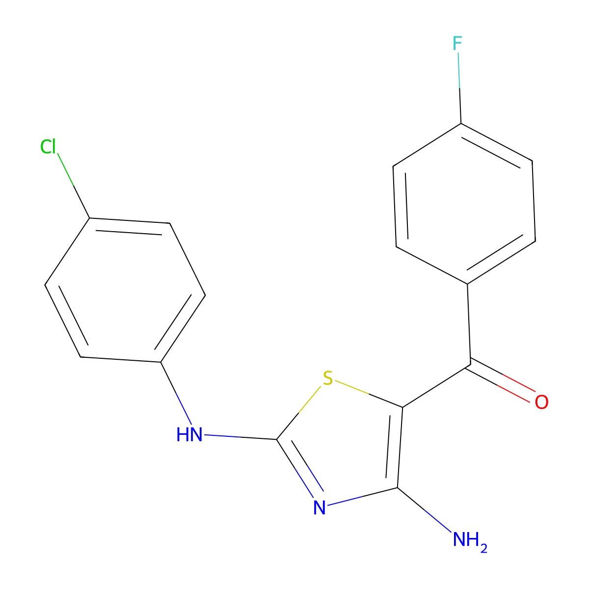 [4-Amino-2-(4-chloroanilino)-1,3-thiazol-5-yl](4-fluorophenyl)methanone molecular structure, CAS 339020-24-5