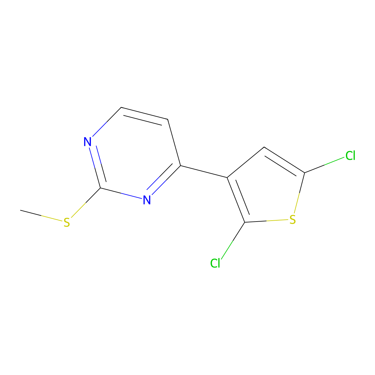 4-(2,5-Dichloro-3-thienyl)-2-pyrimidinyl methyl sulfide molecular structure, CAS 339020-26-7